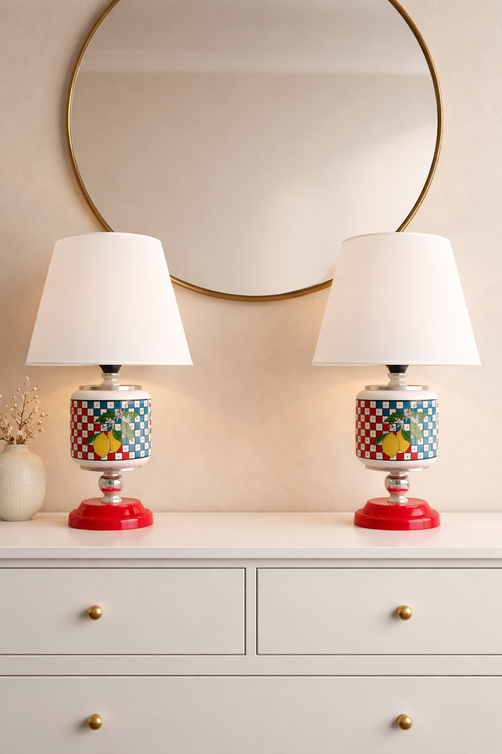 Abajur Aydınlatma 2 li Oval Limon Dama GÜMÜŞ