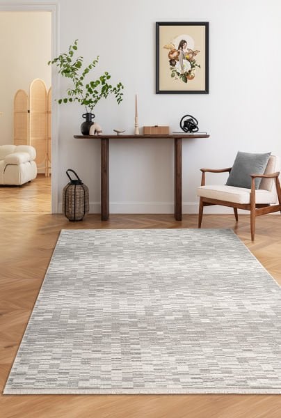 Polo Serisi Ekru/Gri Renk Modern Halı NX-6947