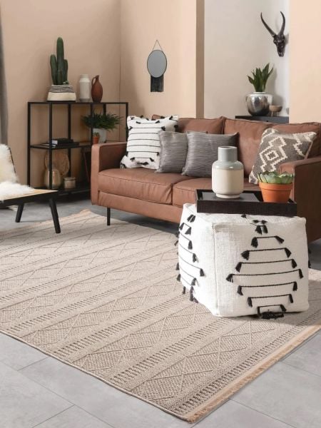 Clam Serisi Bukle Dokuma Modern Bej Renk Halı CH-86