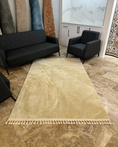 Cloud Serisi Makinede Yıkanabilir Bej Peluş Halı NX-115