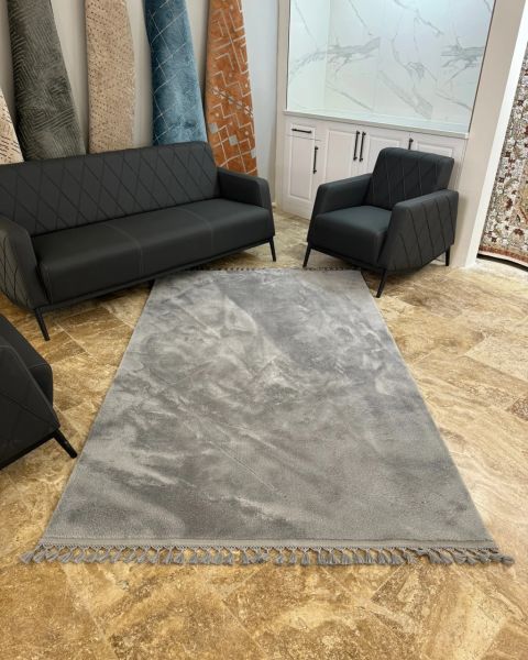 Cloud Serisi Makinede Yıkanabilir Gri Peluş Halı NX-117