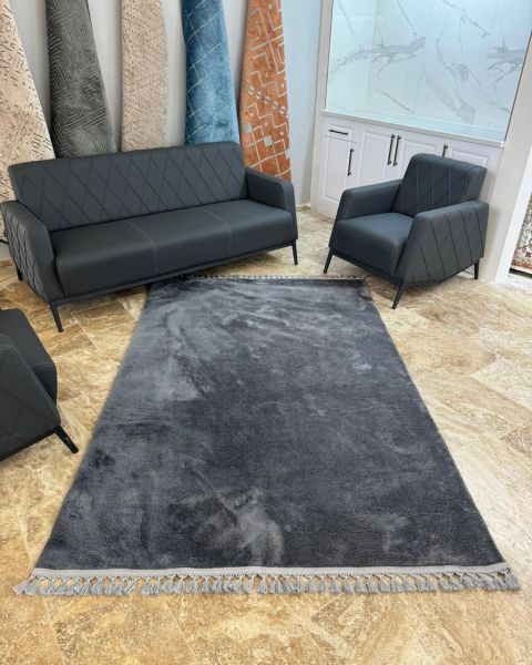 Cloud Serisi Makinede Yıkanabilir Antrasit Peluş Halı NX-118