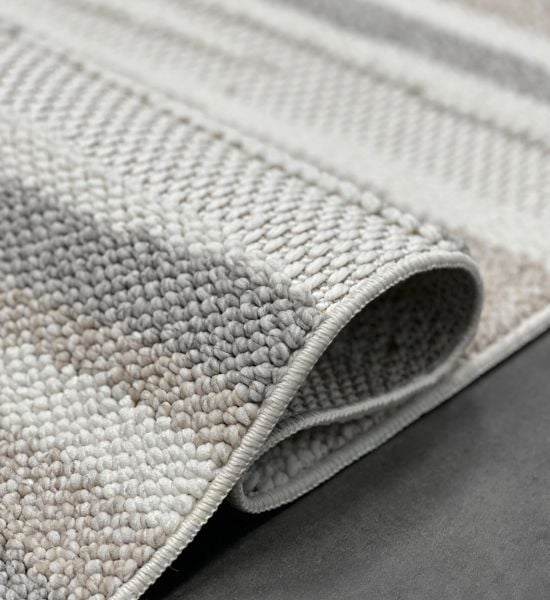 Clam Serisi Bukle Dokuma Modern Bej Gri Renk Halı EH-5403