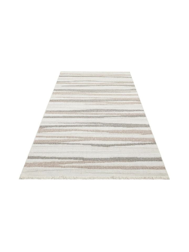 Clam Serisi Bukle Dokuma Modern Bej Gri Renk Halı EH-5403