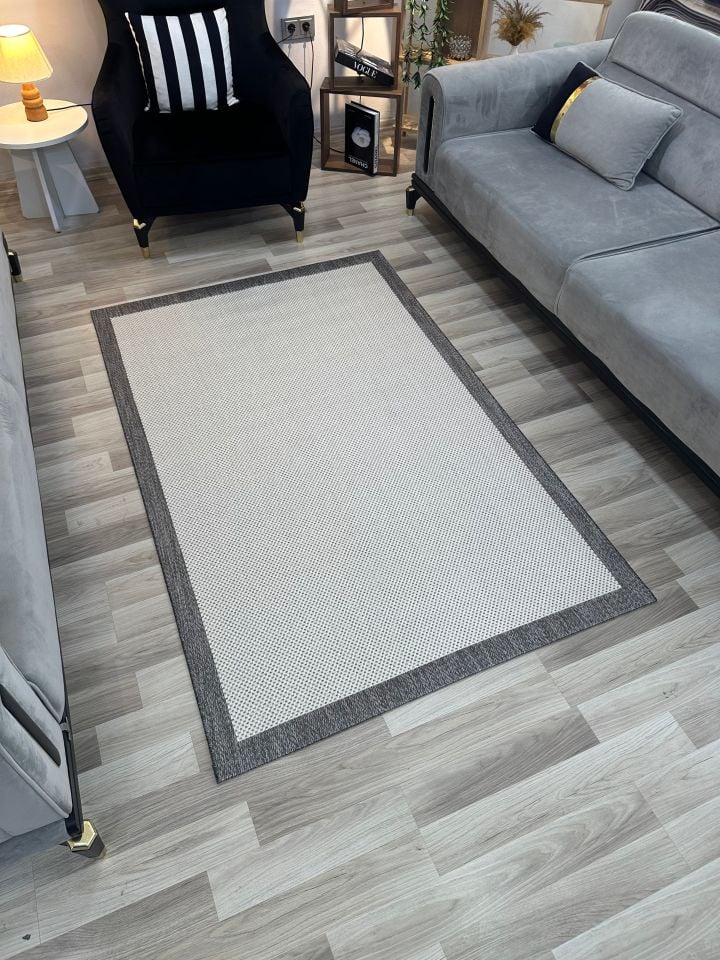 Alfa Serisi Makinede Yıkanabilir Beyaz/Gri Sisal Halı NX-10
