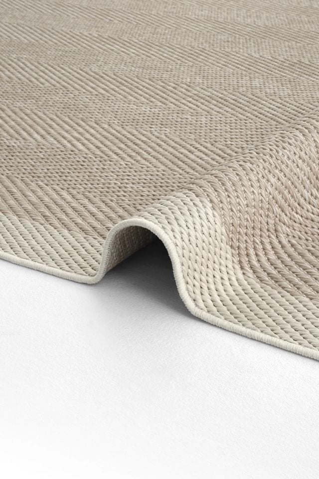 Alfa Serisi Makinede Yıkanabilir Beyaz/Bej Sisal Halı NX-12