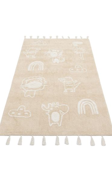 Yıkanabilir Kaymaz Tabanlı Natural Pamuk Çocuk/Bebek Halısı NX-243