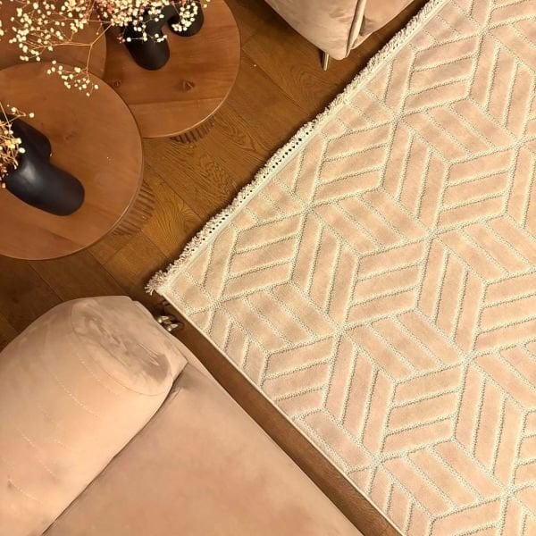 Vals Serisi Bej Renk Modern Halı TH-58