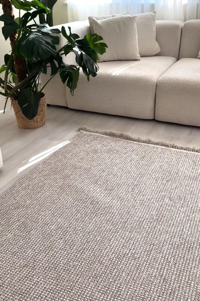 Clam Serisi Bukle Modern Bej Renk Halı NX-3008B