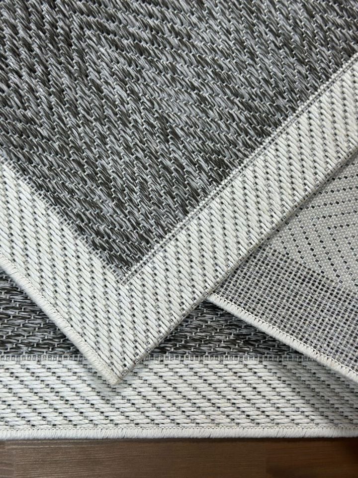 Alfa Serisi Makinede Yıkanabilir Gri/Ekru Sisal Halı NX-18