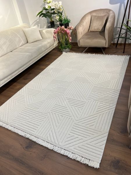 Vals Serisi Krem Renk Modern Halı NX-3043