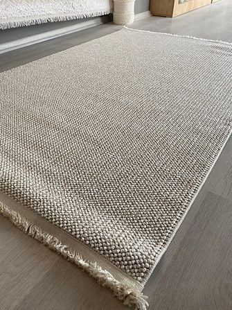 Clam Serisi Bukle Dokuma Modern Bej Renk Halı EH-5402