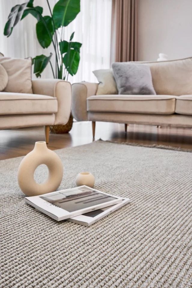 Clam Serisi Bukle Modern Gri Renk Halı NX-3008G