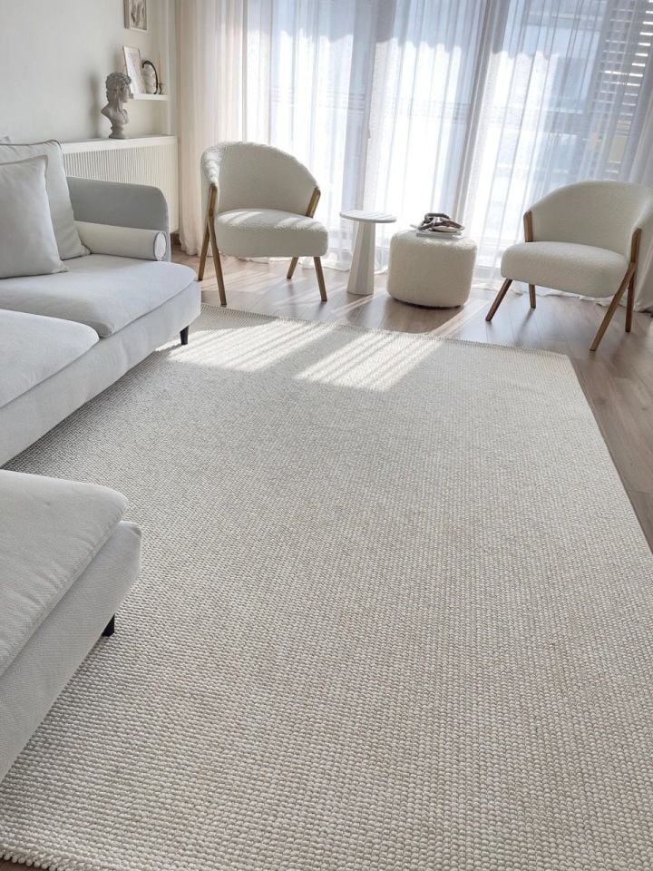 Clam Serisi Bukle Modern Ekru Renk Halı NX-3008K