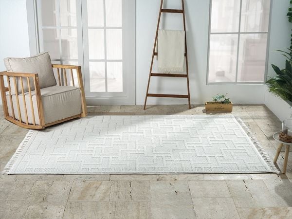 Clam Serisi Bukle Dokuma Modern Ekru Renk Halı SH-5403