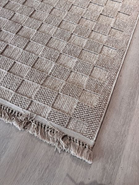 Clam Serisi Bukle Modern Bej Renk Halı FH-3039
