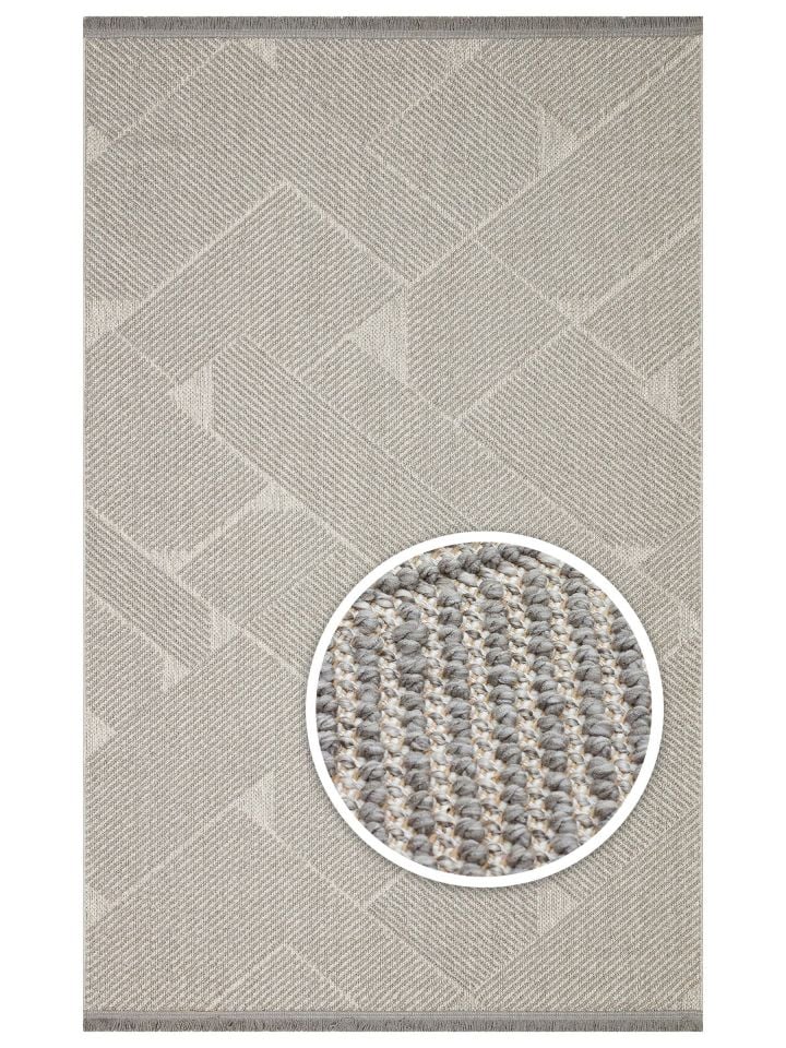 Clam Serisi Bukle Dokuma Modern Gri Renk Halı EH-5407