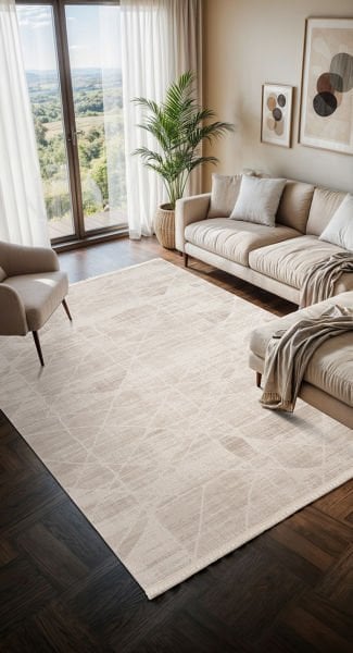 Verona Serisi Krem Renk Akrilik Makine Halısı SH-0105G