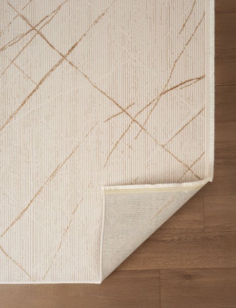 Verona Serisi Krem/Gold Renk Akrilik Makine Halısı SH-0103S