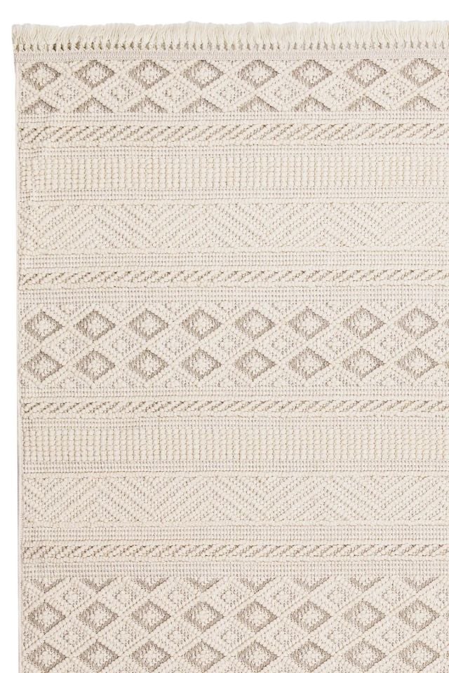 Clam Serisi Bukle Modern Ekru/Gri Renk Halı NX-3021G