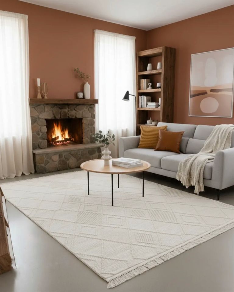 Clam Serisi Bukle Modern Ekru Renk Halı NX-3022K