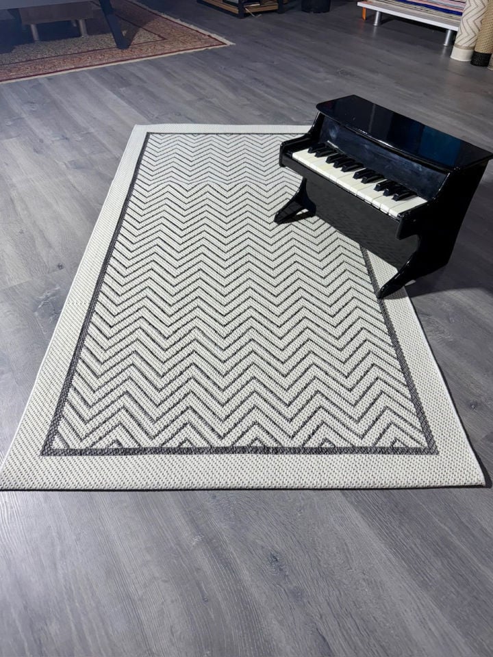 Alfa Serisi Makinede Yıkanabilir Ekru/Antrasit Sisal Halı NX-32