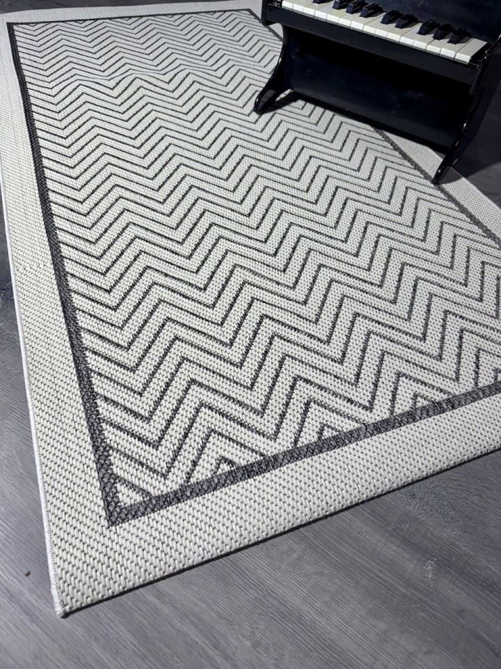 Alfa Serisi Makinede Yıkanabilir Ekru/Antrasit Sisal Halı NX-32