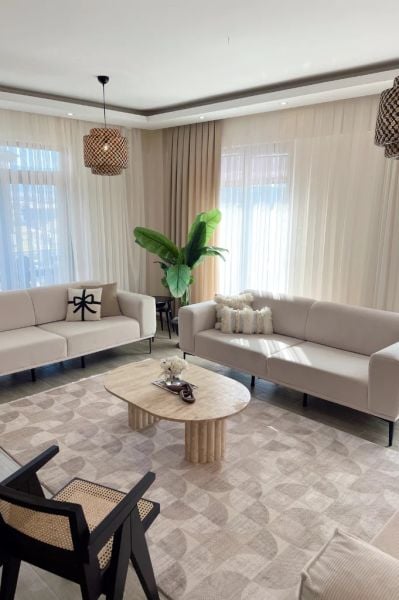 Monza Serisi Bej Renk Akrilik Salon Halısı AP-6622