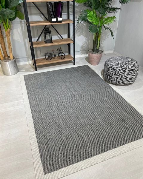 Alfa Serisi Makinede Yıkanabilir Gri/Krem Sisal Halı NX-07
