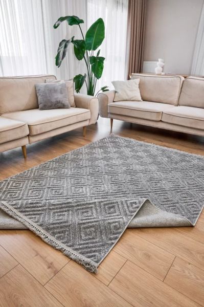 Madra Serisi Hav Toz Vermeyen Modern Dayanıklı Vizon Halı AP-6814