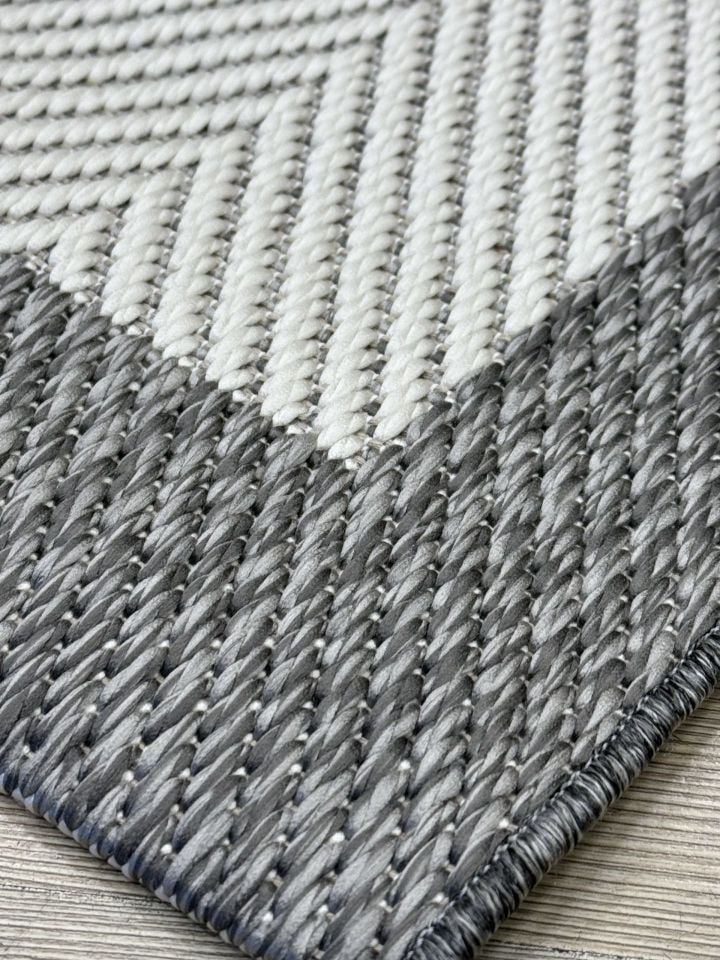 Alfa Serisi Makinede Yıkanabilir Beyaz/Gri Sisal Halı NX-11