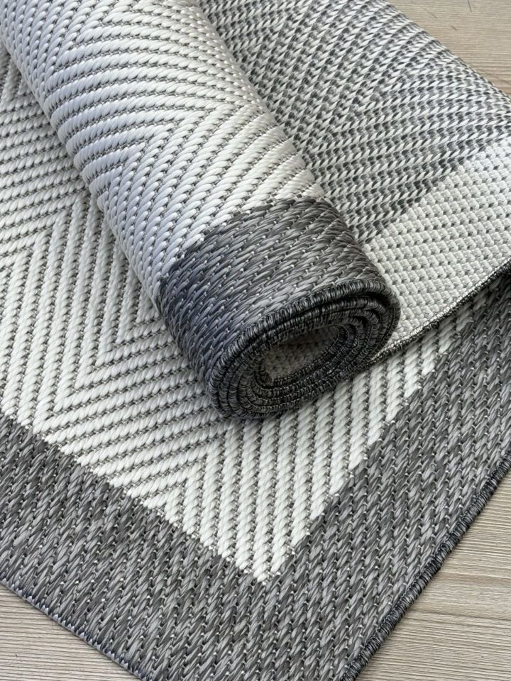 Alfa Serisi Makinede Yıkanabilir Beyaz/Gri Sisal Halı NX-11