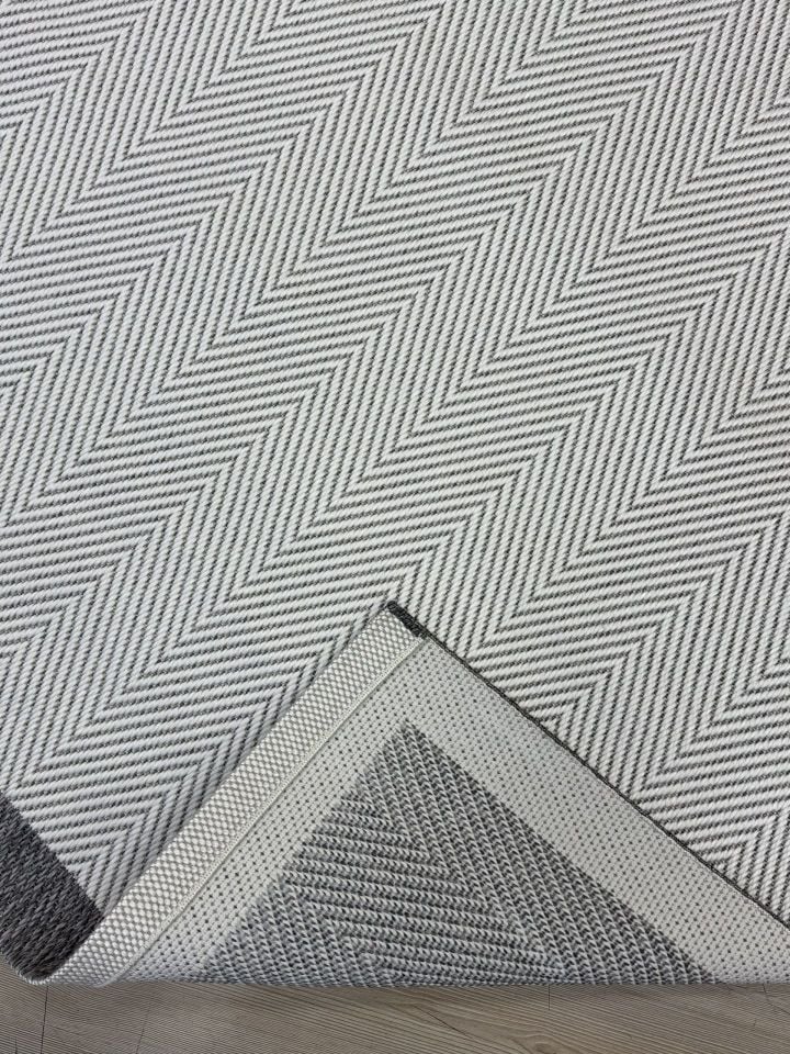 Alfa Serisi Makinede Yıkanabilir Beyaz/Gri Sisal Halı NX-11