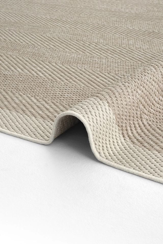 Alfa Serisi Makinede Yıkanabilir Beyaz/Bej Sisal Halı NX-12
