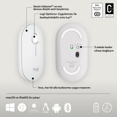 Logitech M350s Pebble 2 Kablosuz Mouse - Beyaz 910-007013