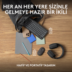 Logitech Pebble 2 Combo Çoklu Sessiz Kablosuz Türkçe Q Klavye Mouse Seti - Grafit 920-012245