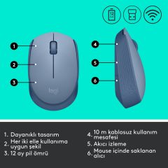 Logitech M171 Kablosuz Mouse Mavi 910-006866