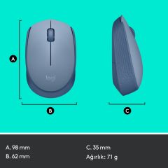 Logitech M171 Kablosuz Mouse Mavi 910-006866