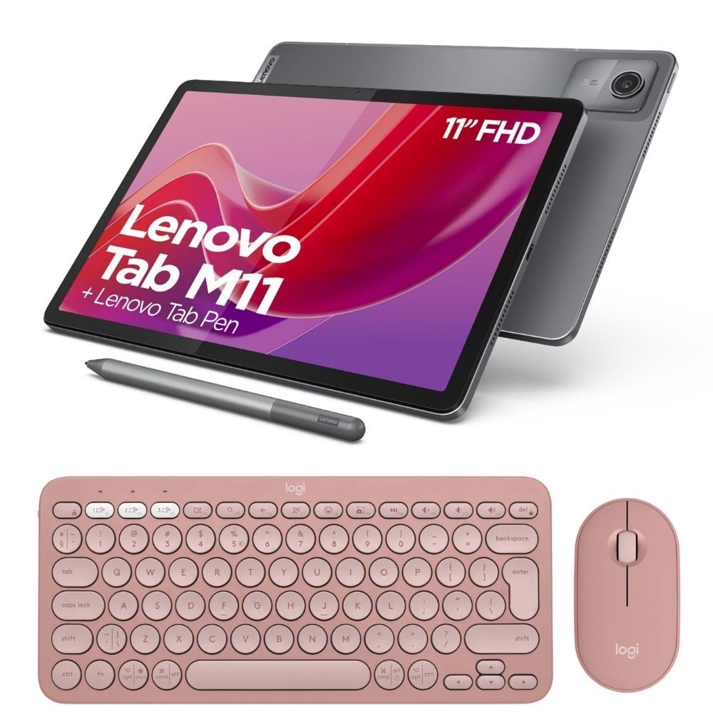 Lenovo Tab M11 TB330XU 11'' 4GB 128GB WUXGA Wifi + LTE Tablet ZADB0231TR Lenovo Tab Pen Hediyeli (Sim Kart Uyumlu) + Logitech Pebble 2 Kablosuz Klavye Mouse Seti Pembe