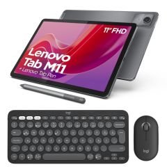 Lenovo Tab M11 TB330XU 11'' 4GB 128GB WUXGA Wifi + LTE Tablet ZADB0231TR Lenovo Tab Pen Hediyeli (Sim Kart Uyumlu) + Logitech Pebble 2 Kablosuz Klavye Mouse Seti Grafit