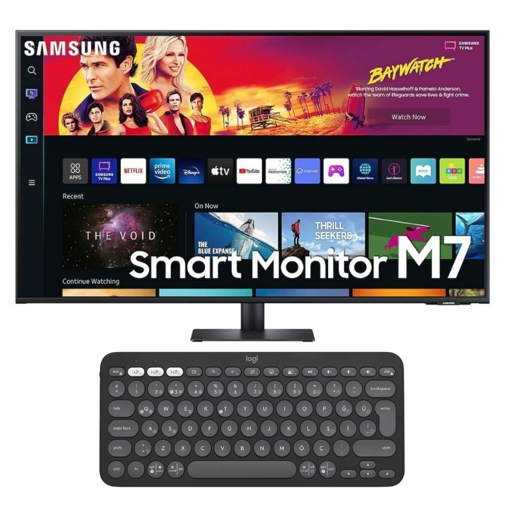 Samsung M7 LS43BM700UPXUF 43'' UHD 60Hz 4ms (HDMI+Type-C) Akıllı Monitör + Logitech Pebble Keys 2 K380S Bluetooth Klavye