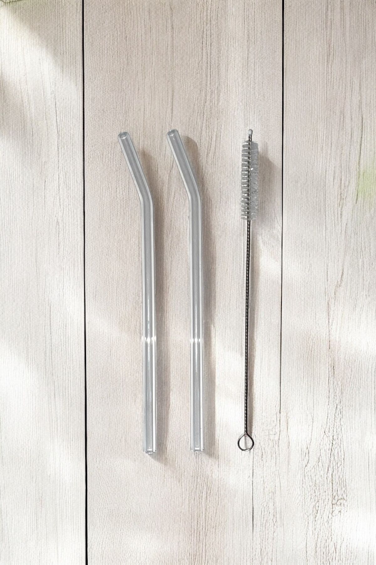 2 Adet Cam Pipet ve Temizleme Fırçası- Eğimli Model