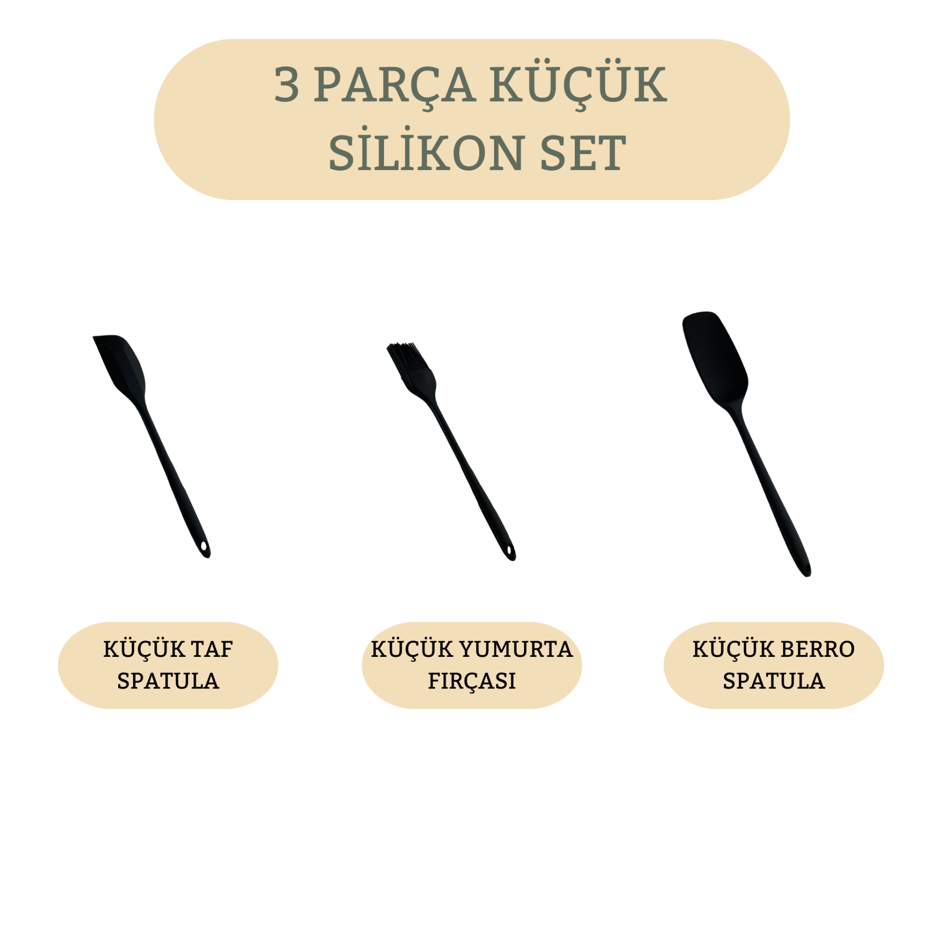 3 Parça Silikon Servis ve Pişirme Seti- DV Mini Set