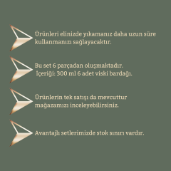 6 Adet Cam Bardak/ Viski Bardağı Kesme Model- 300 ml
