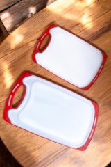2 Boy Sert Plastik, Kaydırmaz, Kesme Panosu/ Kesme Tahtası Kırmızı&Beyaz