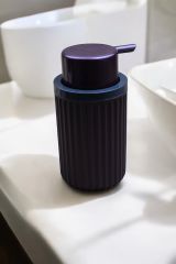 3 Parça Sert Plastik Banyo Seti/ Sıvı Sabunluk, Diş Fırçalık ve Katı Sabunluk-Mürdüm