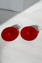 2 'li Bardak Üstü Silikon Kapak -Kırmızı Renk