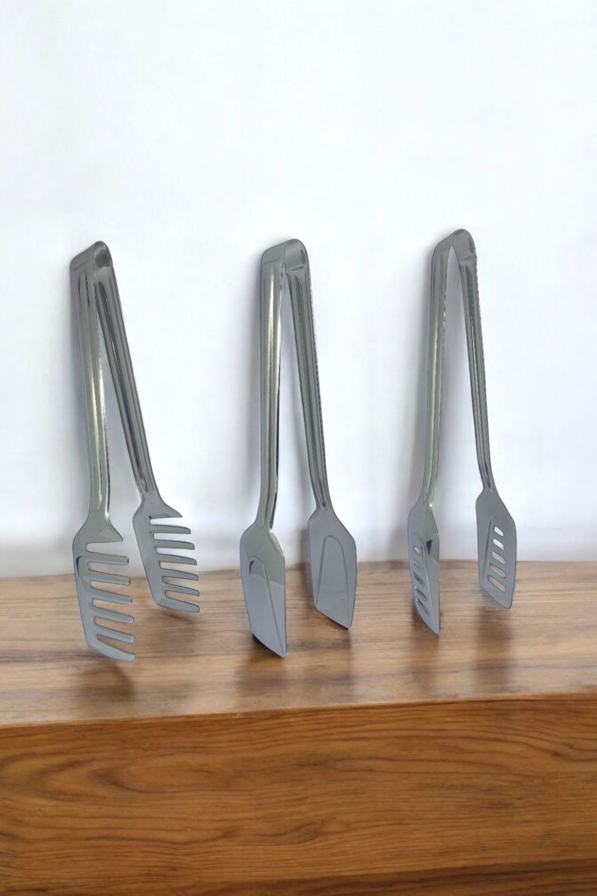 3 Lü Paslanmaz Çelik Makarna/ Salata ve Pasta/ Börek Maşası- 3 Parça Maşa Seti- 23 CM