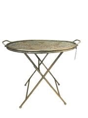 Eskitme Oval Metal  Tepsi Sehpa