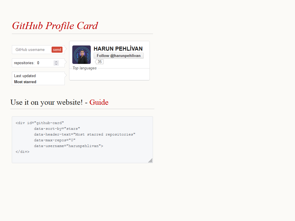 GitHub Profile Card